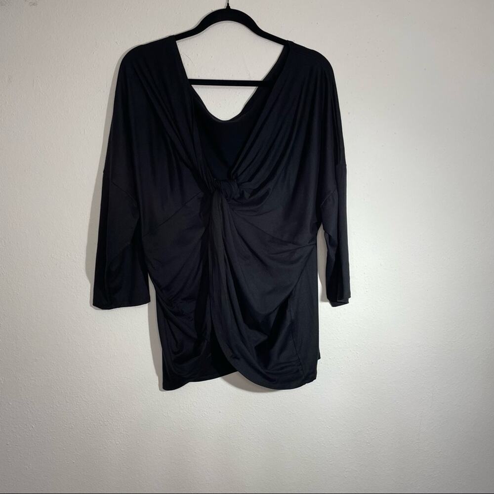 Fashion Nova Twist Front V Neck Top Black 3X